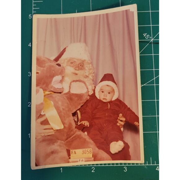 Vtg Original Creepy Santa Christmas 1950's 1960's Color Found Photo - Picture 1 of 2